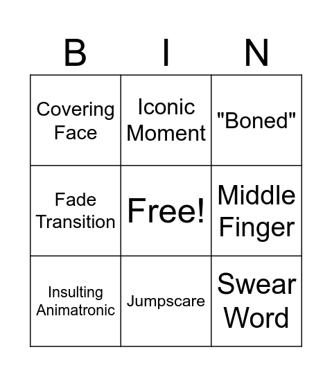 Markiplier FNAF Bingo Card