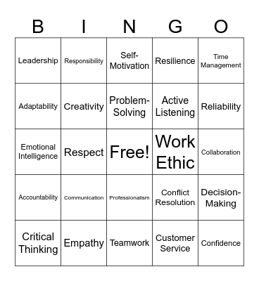 Soft Skills Bingo Card