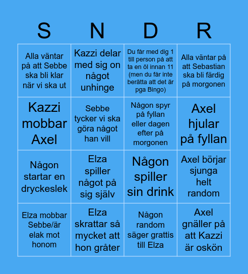 Birthday Bingo Card