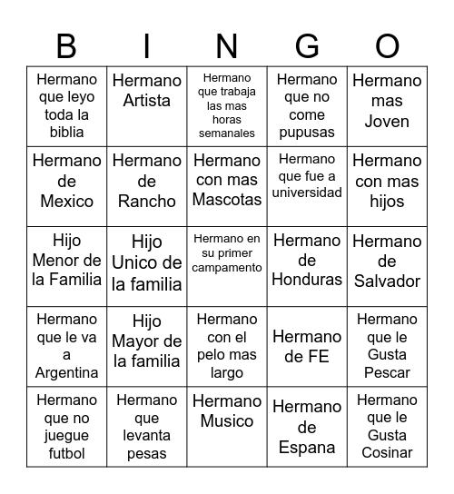 Atrevete Bingo Card