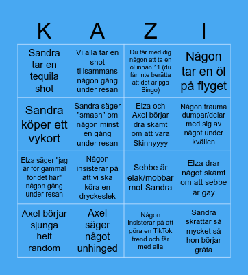 Birthday Bingo Card