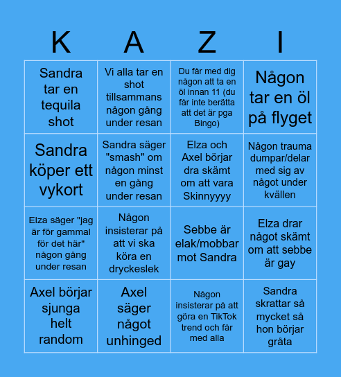 Birthday Bingo Card