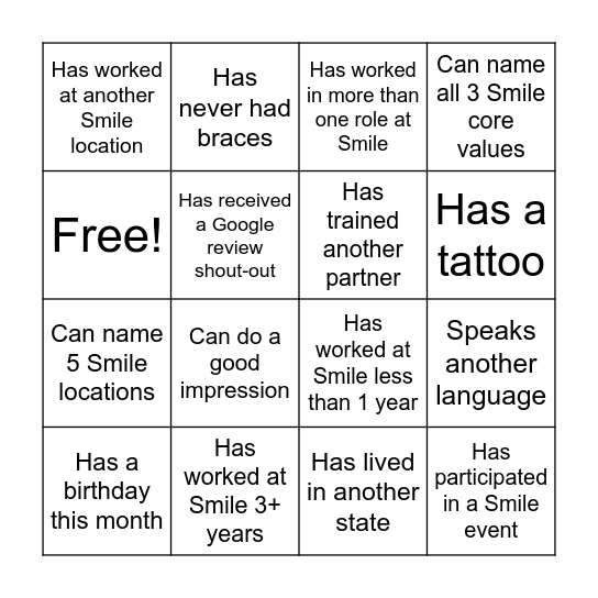 Minneapolis Team Bingo Card