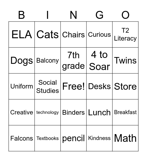 Orientation Day Bingo Card
