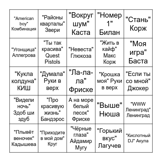 БИНГО КОВАЛЁВЫ❤️ Bingo Card