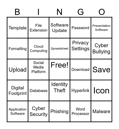 Computer Applications in Business I Bingo Card