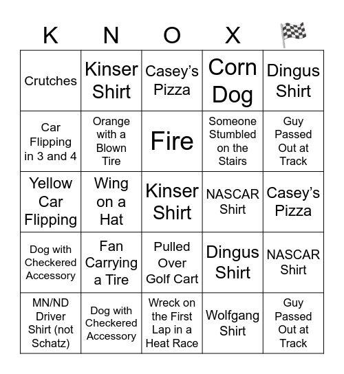 Knoxville Bingo Card