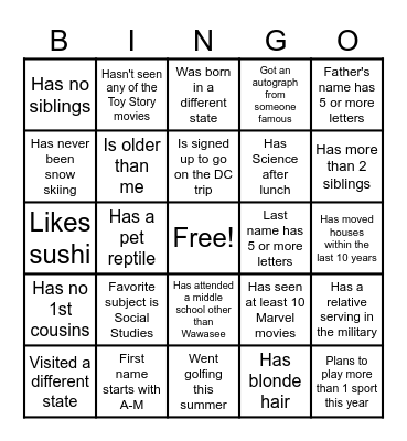 Warrior Time Bingo #1 Bingo Card