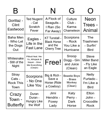 Animals lkn Bingo Card
