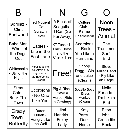Animals lkn Bingo Card