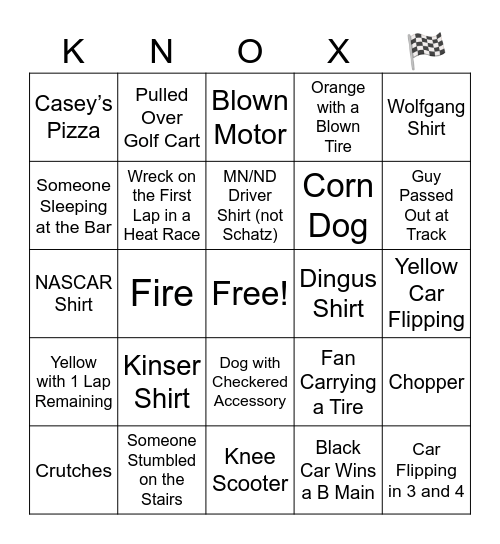 Knoxville Bingo Card