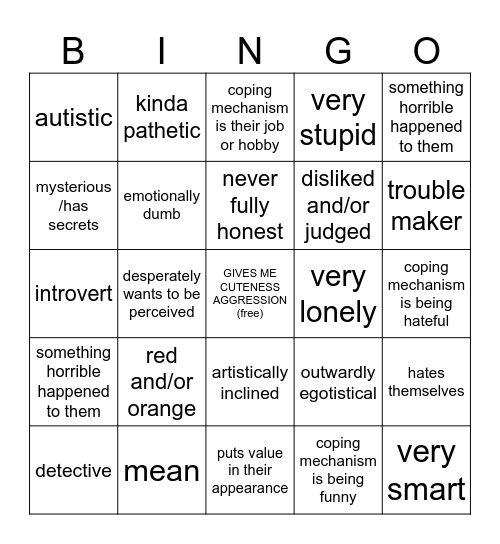 ombait favorite character bingo Card