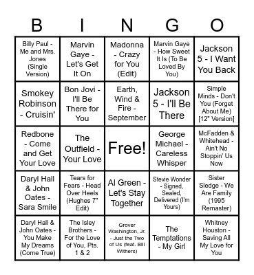Round 1 - Old School Love Bingo Card