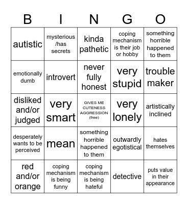 ombait favorite character bingo Card
