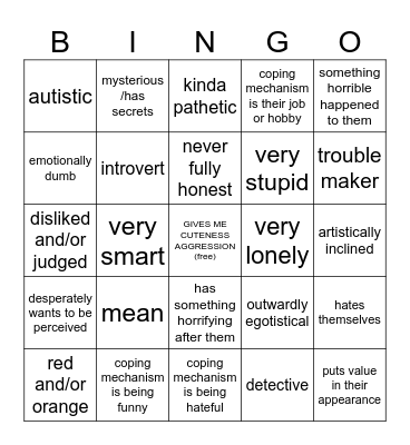 ombait favorite character bingo Card