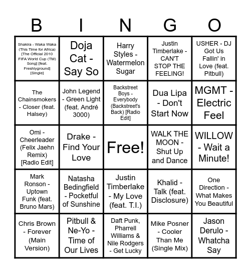 Round 2 - Summer Pop Bingo Card