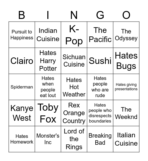 Find Your People Bingo Card