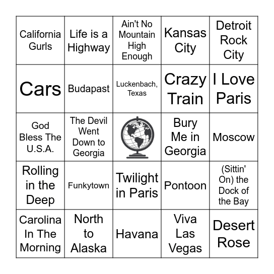 AROUND THE WORLD Bingo Card