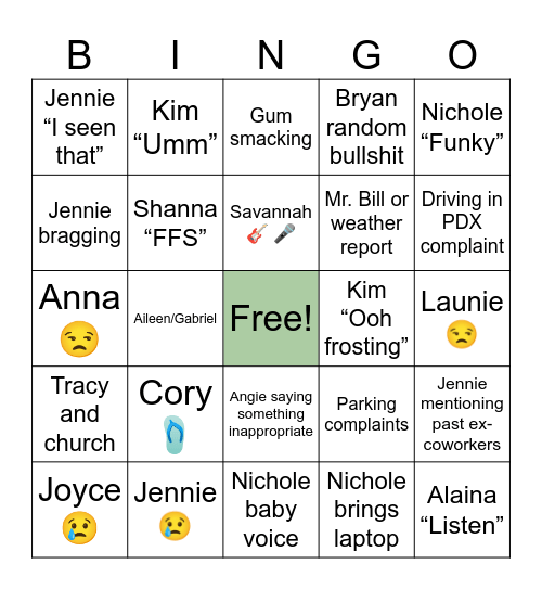 Last Hurrah Bingo Card