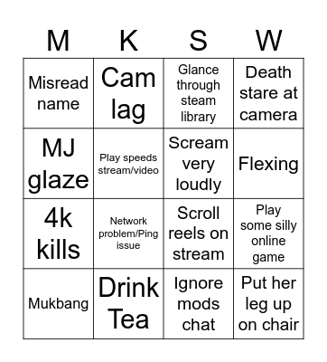 MKSLive Stream bingo Card
