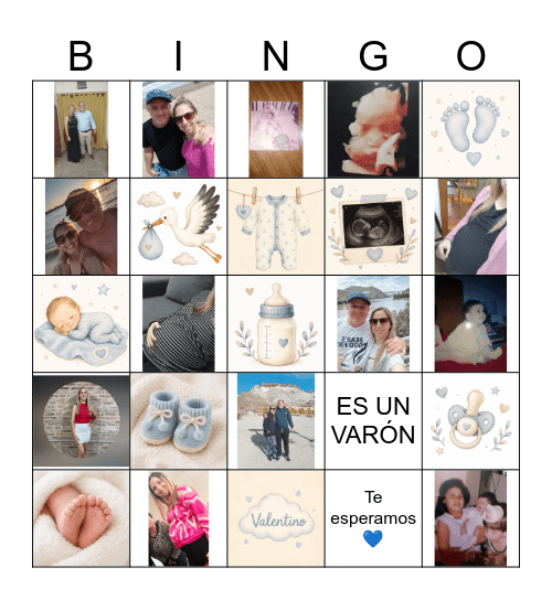 Baby Shower Valentino Bingo Card