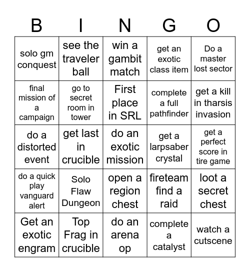 the d bingo Card
