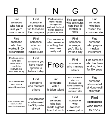 Speed Networking Bingo Card