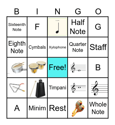 Musical Bingo Card