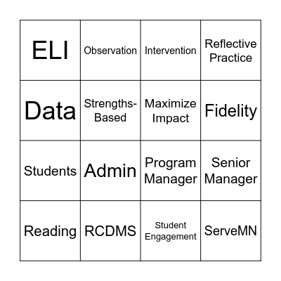 Coaching Specialist Bingo Card