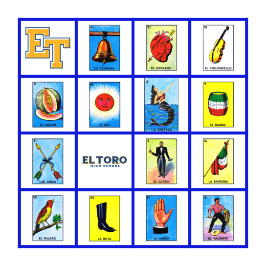 Loteria   de   El Toro Bingo Card
