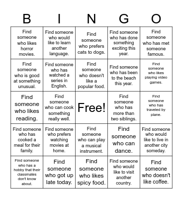 Getting to know Bingo Card
