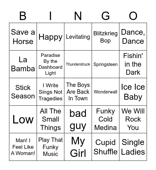 Five-0-Five Music Bingo - Wedding Songs 2 Bingo Card