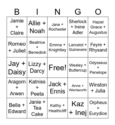 True Love? Bingo Card