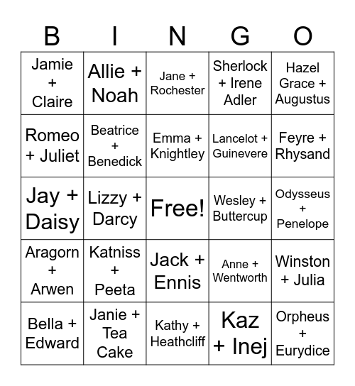True Love? Bingo Card