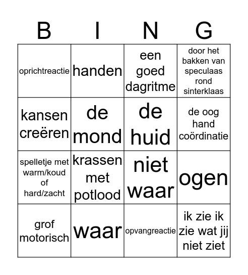 Zintuigen en bewegen Bingo Card