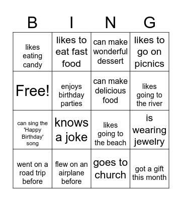 Let's Learn About Each Other Bingo Card
