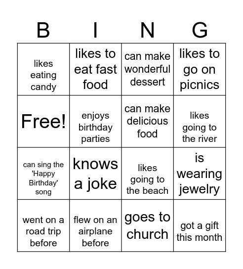 Let's Learn About Each Other Bingo Card