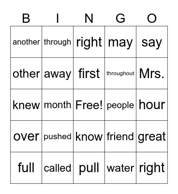 Wilson Red Words (step 3) Bingo Card