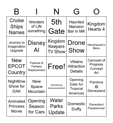 Westside D23 BINGO Card
