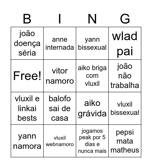 Cupula Bingo Card