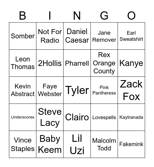 CFG Bingo Card