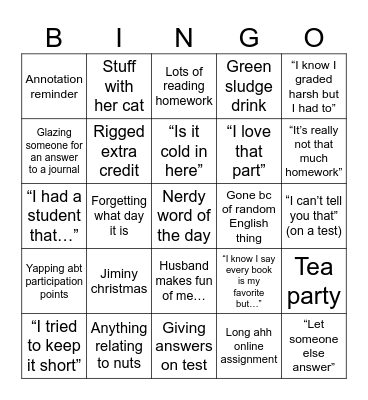 Ramirez English rot Bingo Card