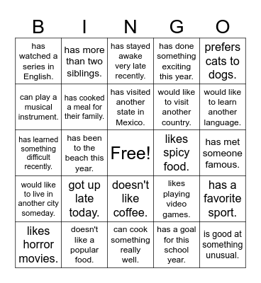 Find some who Bingo Card