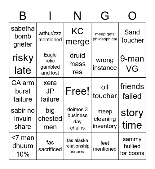 Phoenix Reborn Bingo Card