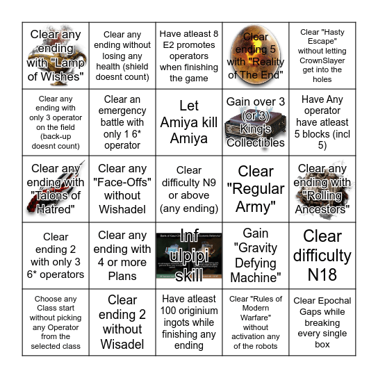 sarkarz IS durum run Bingo Card