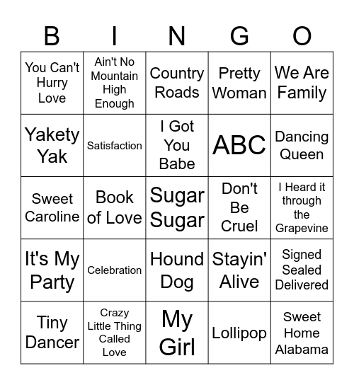 Boogie Bingo Card