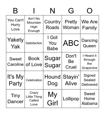 Boogie Bingo Card