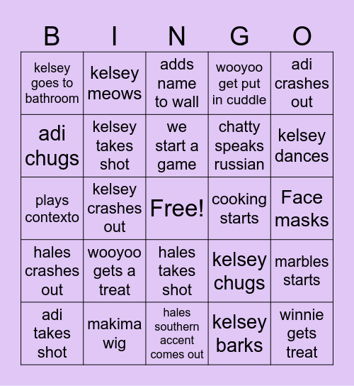 Just Chatting Maddness Bingo Card