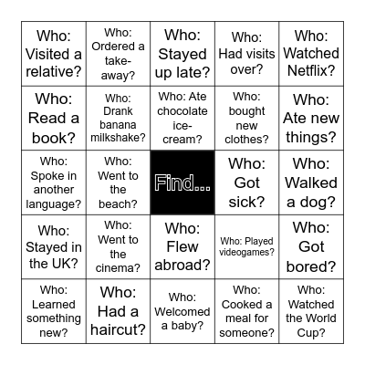 Back to school Scavenger Hunt Bingo Card