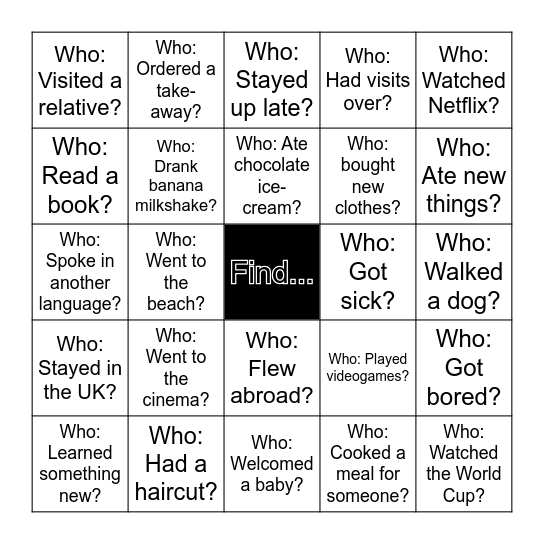 Back to school Scavenger Hunt Bingo Card
